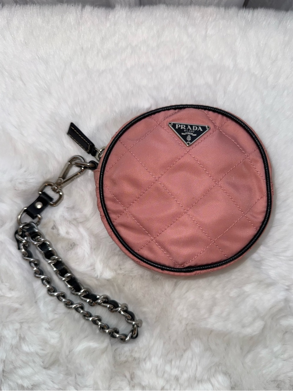 Prada Quilted Round Mini Wristlet Clutch in Dusty Pink - Picture 2 of 13
